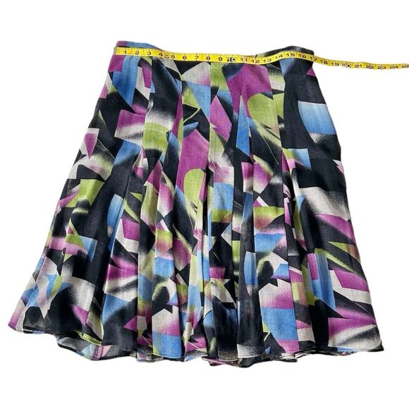 Jones New York Women’s Multicolor Geometric A-Line Midi Pleated Wool Skirt Sz 12 - Picture 4 of 11